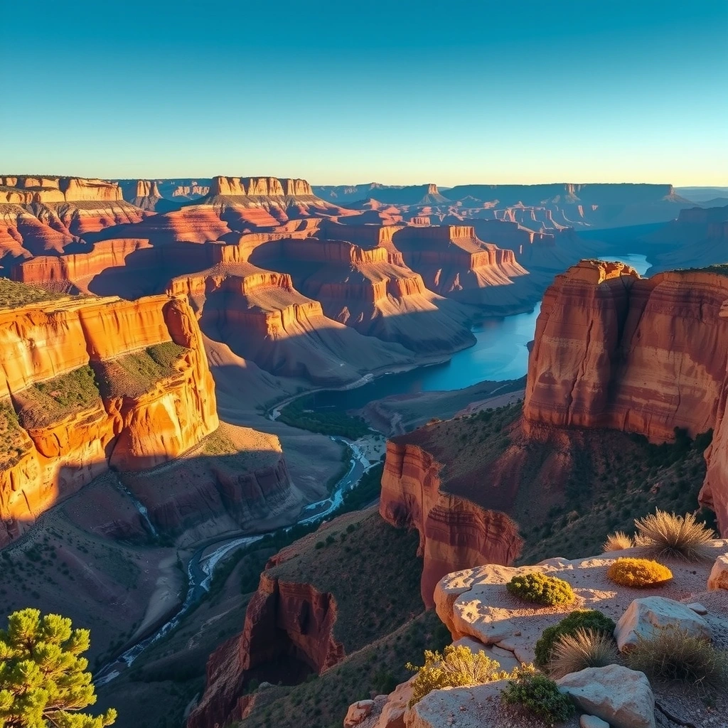 Гранд-Каньон с разноцветными скальными формациями