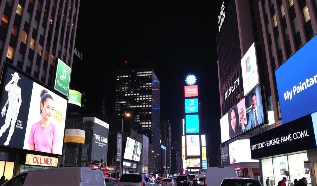 Манхэттен ночью с огнями