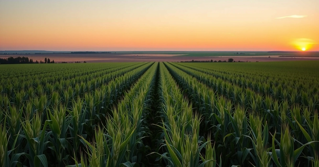 Кукурузные поля Среднего Запада на закате