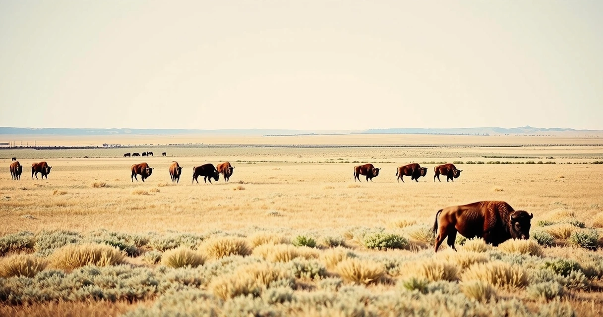 Бизоны в прериях Грейт-Плейнс
